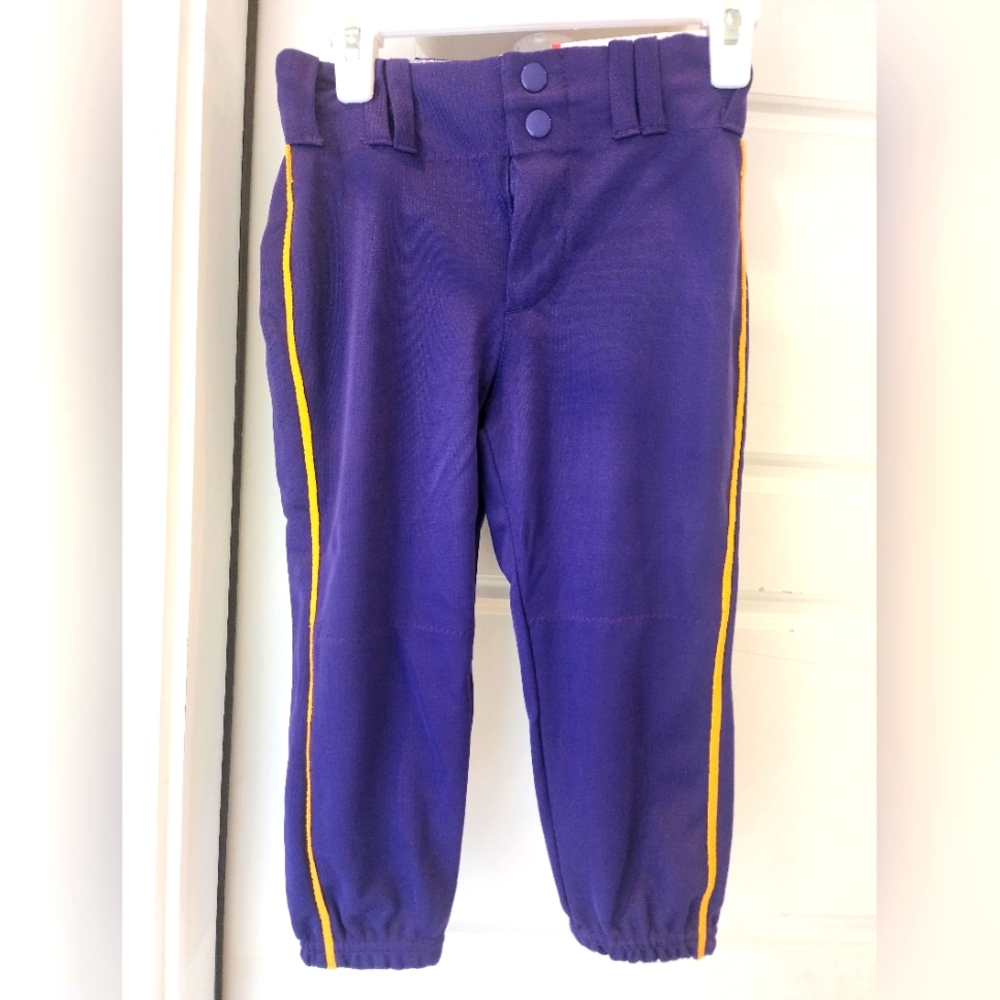 Purple and Gold Softball Pants with Elastic Ankles